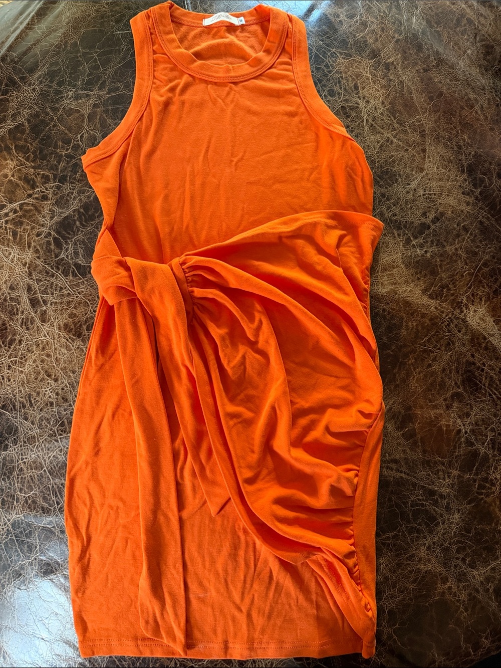 Women’s Sleeveless Knot-Front Casual Orange Dress